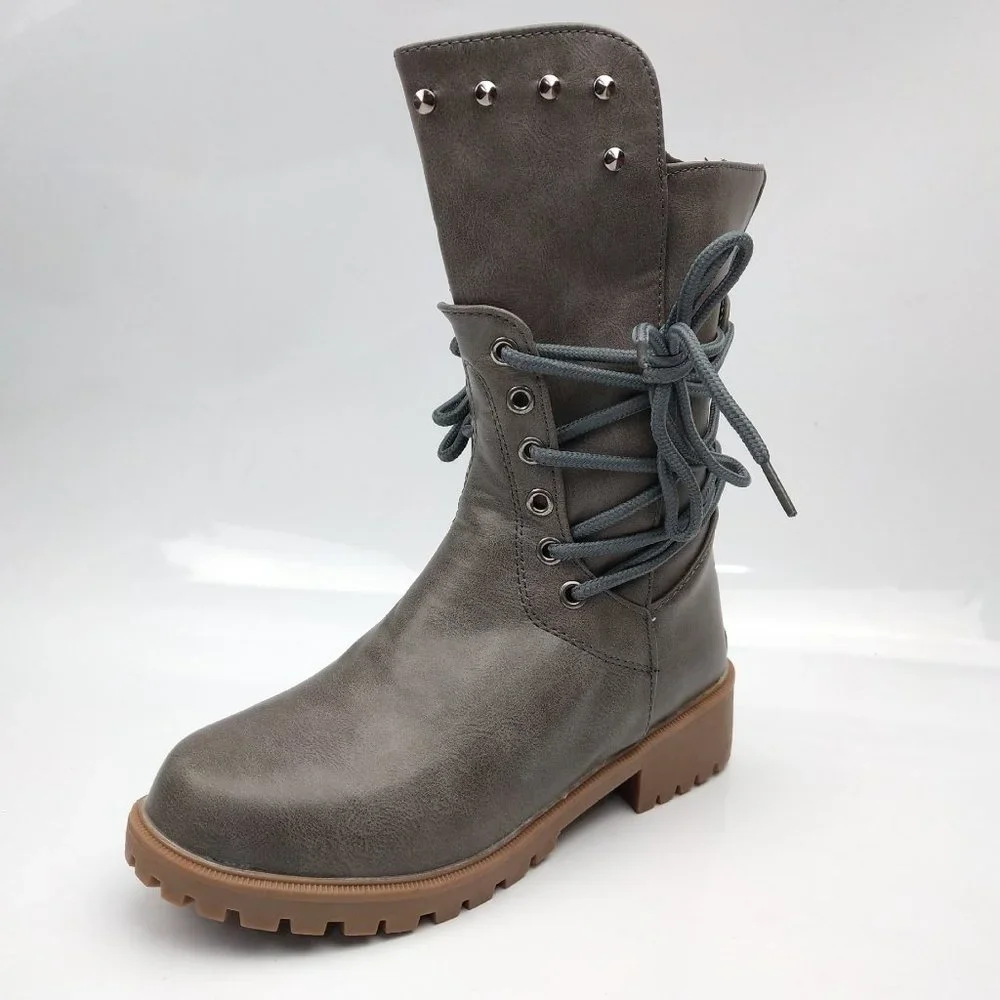 Studded Low Heel Rider Boots - Picture 4 of 6